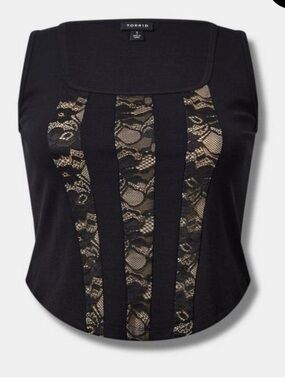 Ponte Square Neck Lace Corset Top